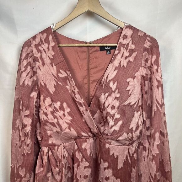 Lulus meant to shine mauve floral long sleeve mini dress womens medium NEW - Picture 3 of 10